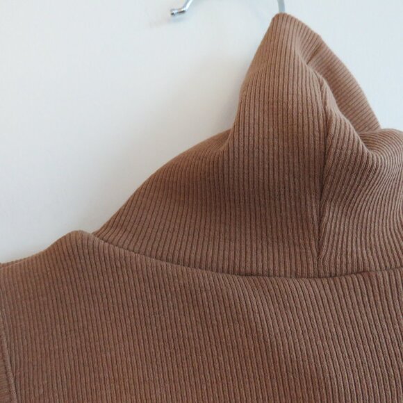 ZARA Ribbed Turtleneck Sleeveless Bodycon Midi Dress in Camel Tan Minimalist M - Picture 11 of 14